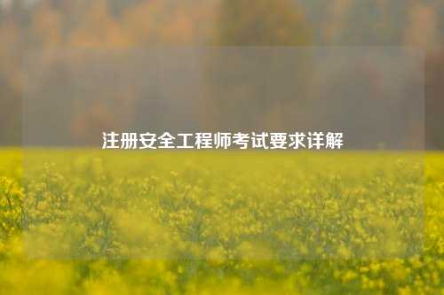 注册安全工程师考试要求详解