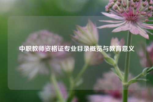 中职教师资格证专业目录概览与教育意义